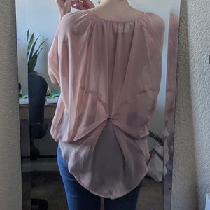 Lush Soft Pink Sheer Butterfly Back Top